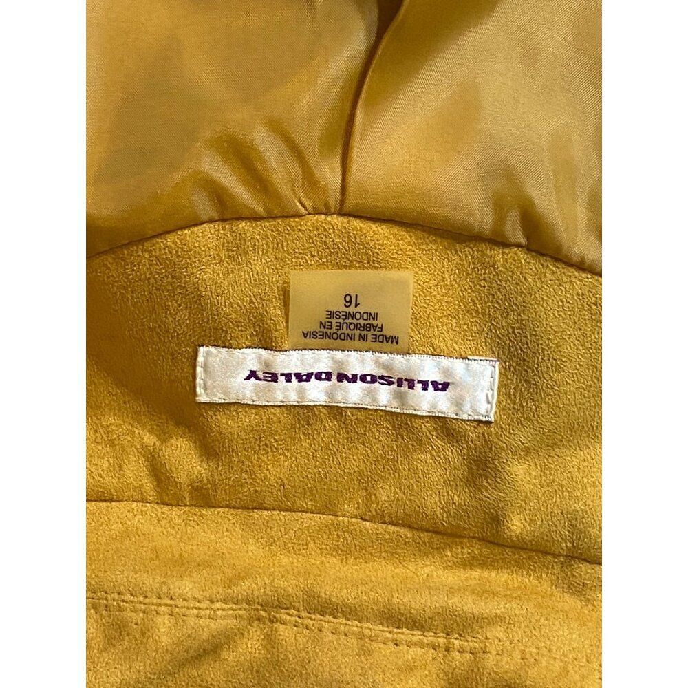 Allison Daley Womens Yellow Faux Suede Zip Jacket With Pockets Size 16 - Picture 3 of 10